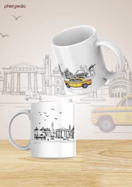 Classic Kolkata Mug | Ceramic Tea Mug | Microwave Safe | Set of 1, 325 ml