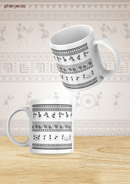 Tribal Art Mug | Ceramic Tea Mug | Microwave Safe | Set of 1, 325 ml