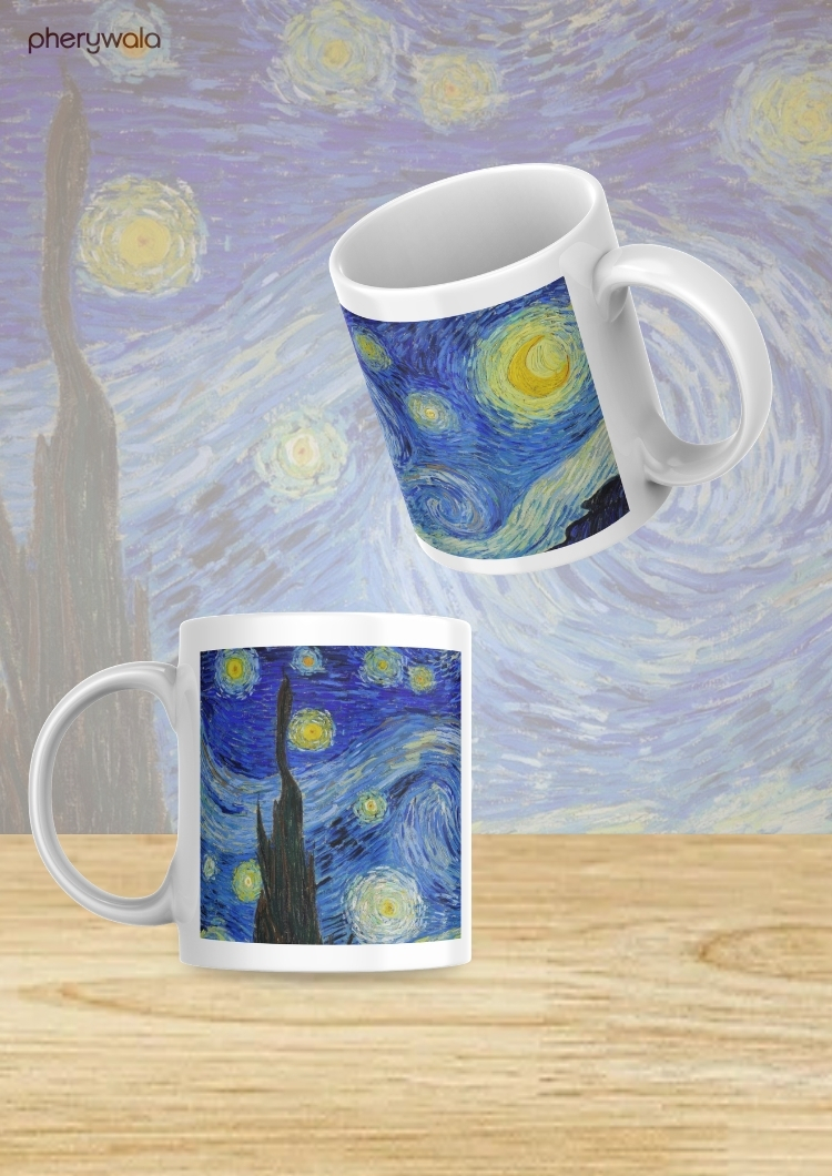 Starry Night Mug | Ceramic Tea Mug | Microwave Safe | Set of 1, 325 ml